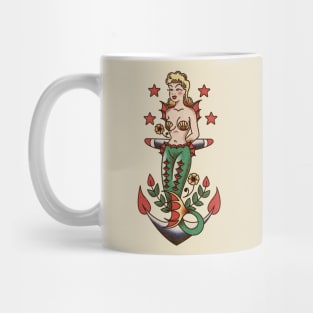 American Traditional Nautical Mermaid and Anchor Mug